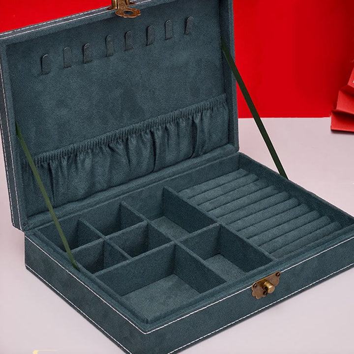 Buddha Stones Simple Design Jewelry Box Organizer Single Layer Flannel Jewelry Storage Box With Lock - image 4