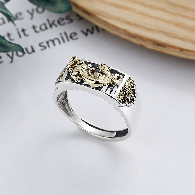 925 Sterling Silver PiXiu Luck Wealth Adjustable Ring - image 1