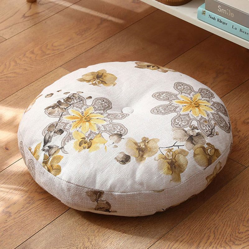 Lotus Simple Pattern Linen Meditation Seat Cushion Home Living Room Decoration