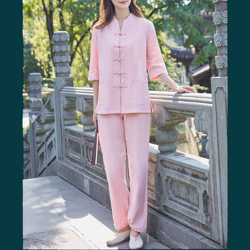 Spiritual Zen Practice Yoga Meditation Prayer Uniform Cotton Linen Clothing Women's Set - image 6