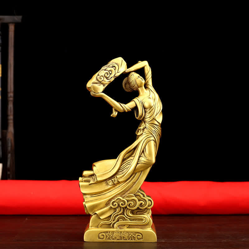 Bodhisattva Nuwa Mends The Sky Protection Copper Statue Decoration - 11*8*27cm - image 0