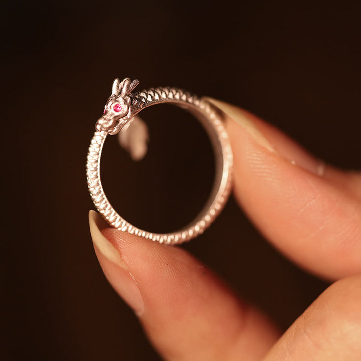 Buddha Stones 925 Sterling Silver Vintage Year of the Dragon Luck Protection Strength Adjustable Ring - image 14