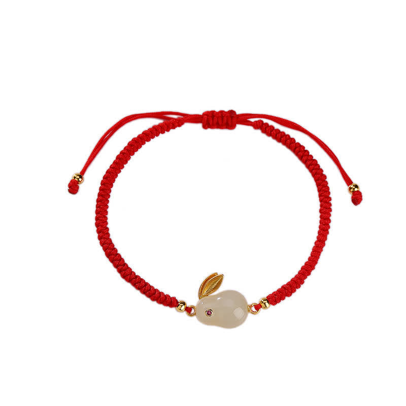 Buddha Stones 925 Sterling Silver Year of the Rabbit Hetian White Jade Luck Red String Protection Bracelet - image 6