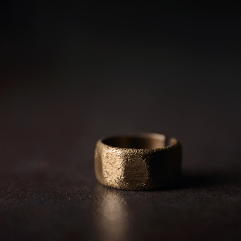 Tibetan Simple Design Copper Brass Frosted Wealth Ring - 10mm - 56.2mm - image 8
