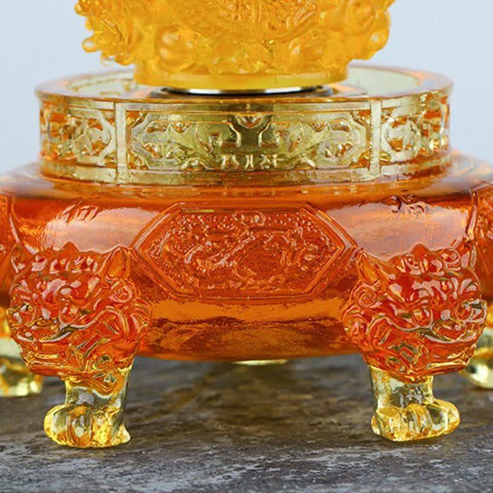 Buddha Stones Feng Shui Auspicious Dragon Handmade Liuli Crystal Rotatable Art Piece Luck Home Office Decoration - image 9