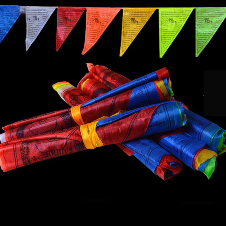 Tibetan Blessing Outdoor 25 Pcs Triangle Prayer Flag Decoration - 6m - image 0