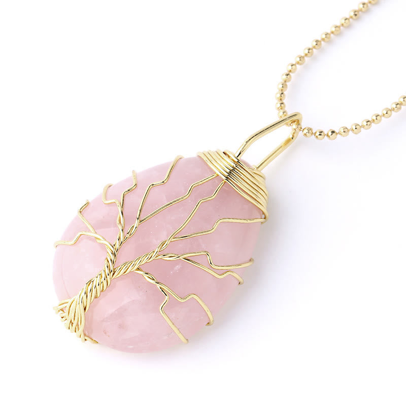 Buddha Stones Natural Quartz Crystal Tree Of Life Healing Energy Necklace Pendant - image 29