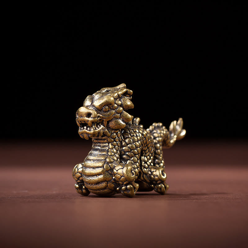 Buddha Stones Year Of The Dragon Small Auspicious Brass Dragon Luck Success Home Decoration - image 7