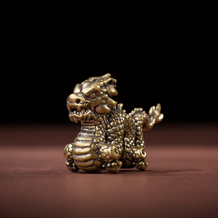 Buddha Stones Year Of The Dragon Small Auspicious Brass Dragon Luck Success Home Decoration - image 7