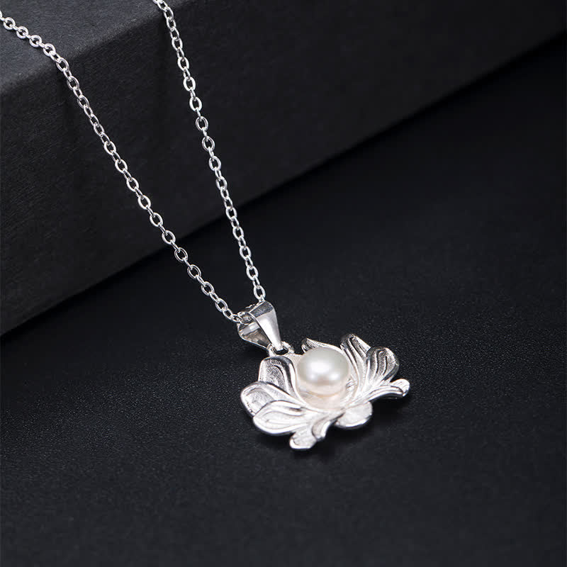 Buddha Stones 925 Sterling Silver Lotus Flower Pearl Wealth Necklace Pendant - image 5