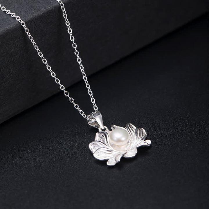 Buddha Stones 925 Sterling Silver Lotus Flower Pearl Wealth Necklace Pendant - image 5