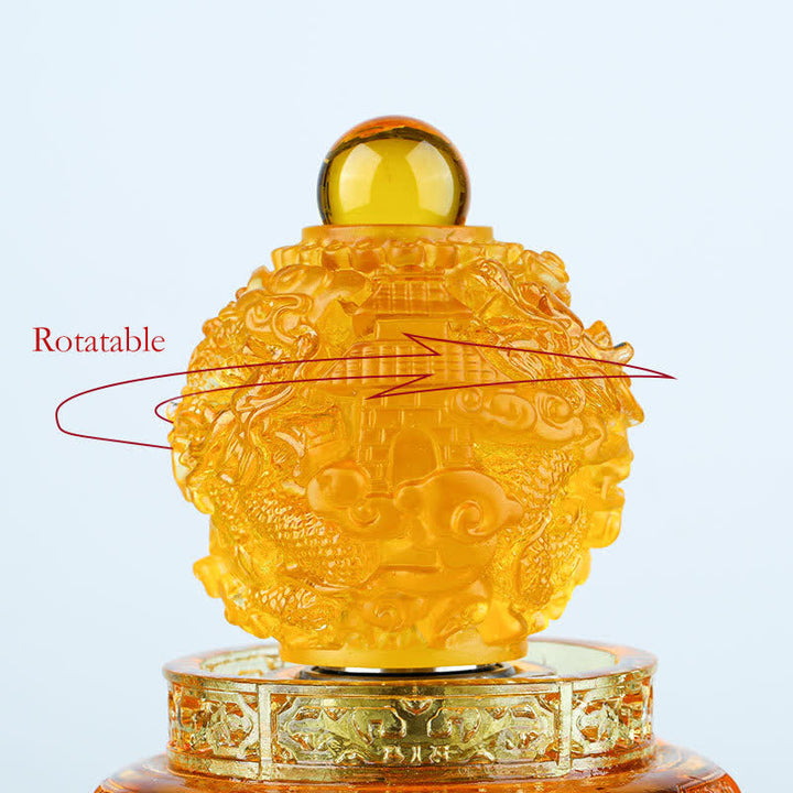 Buddha Stones Feng Shui Auspicious Dragon Handmade Liuli Crystal Rotatable Art Piece Luck Home Office Decoration - image 7