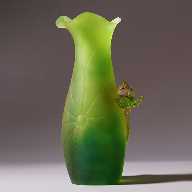 Feng Shui Lotus Handmade Liuli Crystal Art Piece Home Office Offering Decoration - image 10