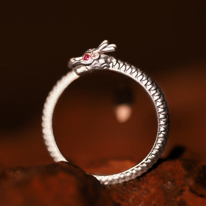 Buddha Stones 925 Sterling Silver Vintage Year of the Dragon Luck Protection Strength Adjustable Ring - image 12
