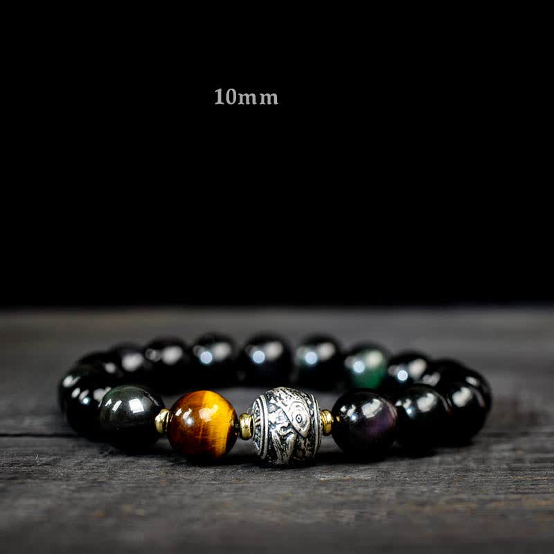 To Experience a Reversal of Fortune Rainbow Obsidian Gold Sheen Obsidian Protection Bracelet