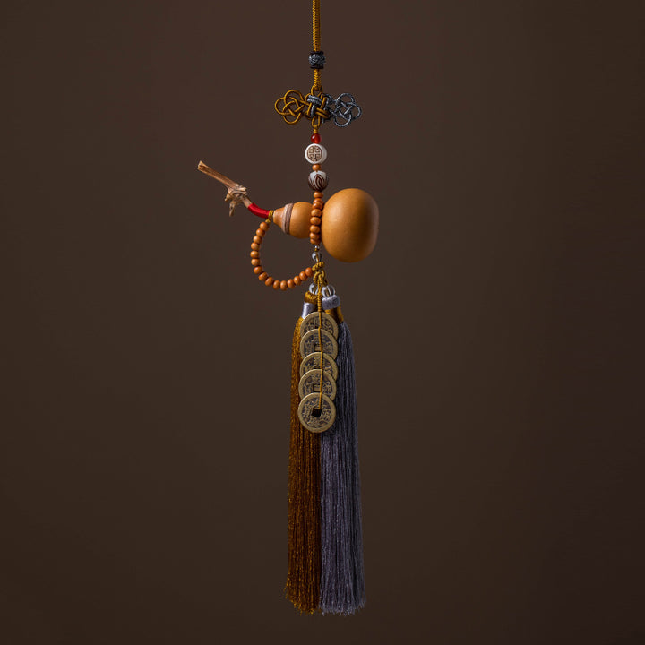 Buddha Stones Feng Shui Coins Gourd Chinese Knot Lucky Coins Five Emperor Money Wealth Tassels Decoration - Sienna - image 10