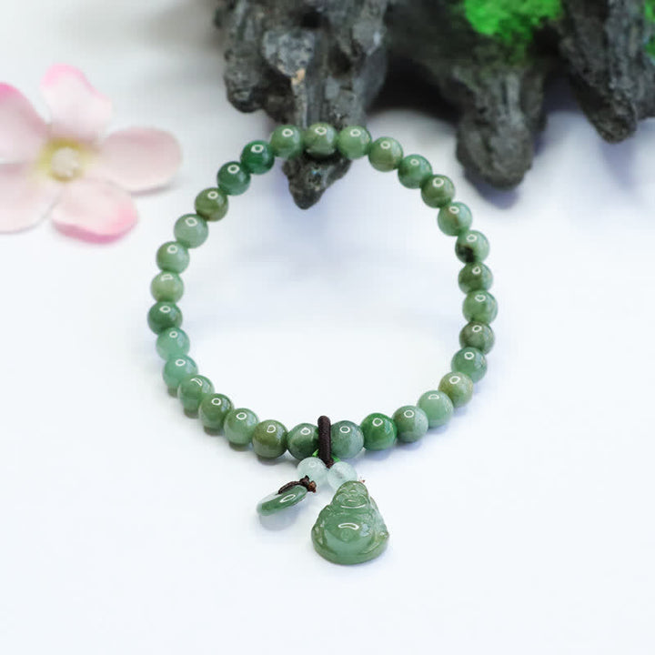 Buddha Stones Laughing Buddha Cyan Jade Healing Bracelet - image 2