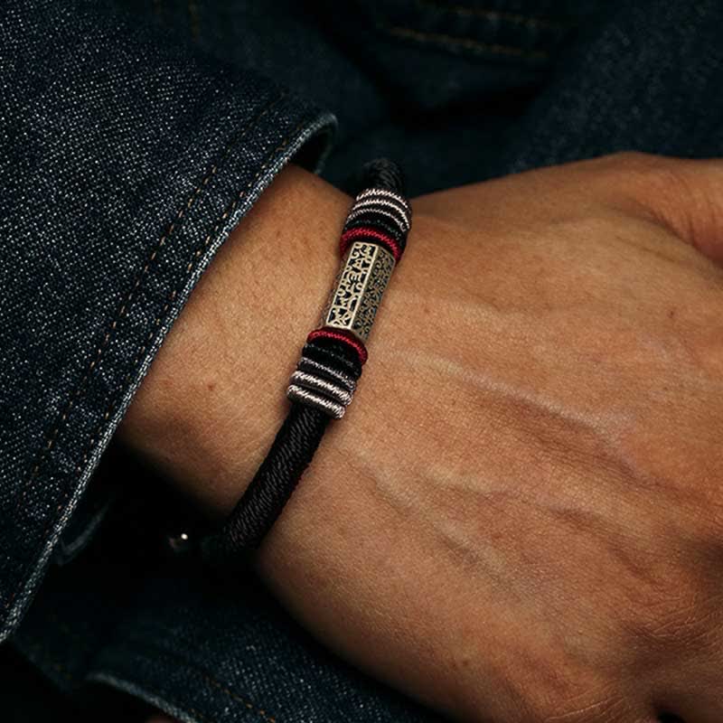 Buddha Stones 925 Sterling Silver Om Mani Padme Hum Peace Red String Bracelet - image 11