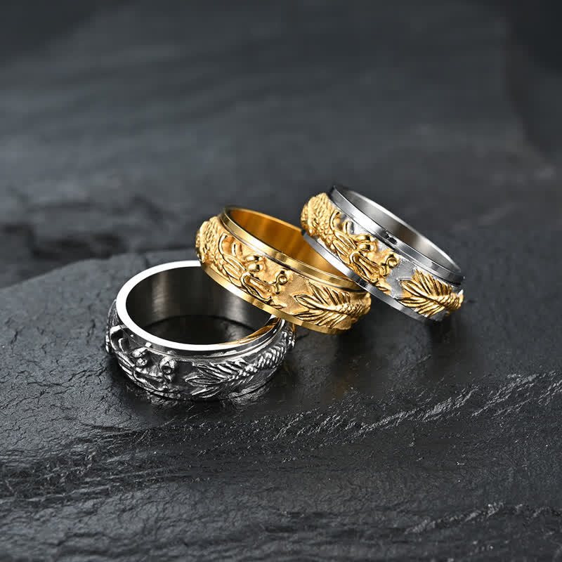 Buddha Stones Dragon Titanium Steel Stimulation Rotatable Ring - image 1
