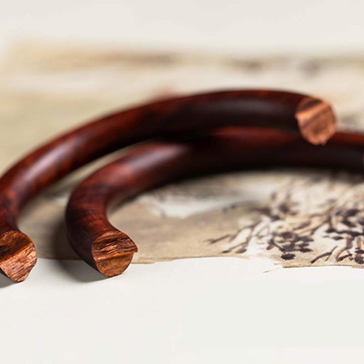 Buddha Stones Tibetan Small Leaf Red Sandalwood Ebony Green Sandalwood Protection Bracelet Bangle - image 11