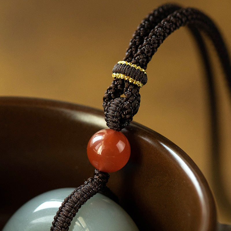Natural Round Jade Gray Jade Peace Buckle Luck Necklace Pendant - image 11