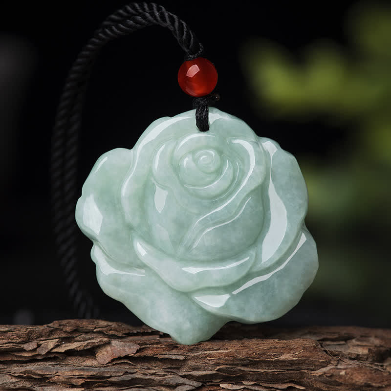 Buddha Stones Lotus Pattern Jade Abundance Prosperity Necklace String Pendant