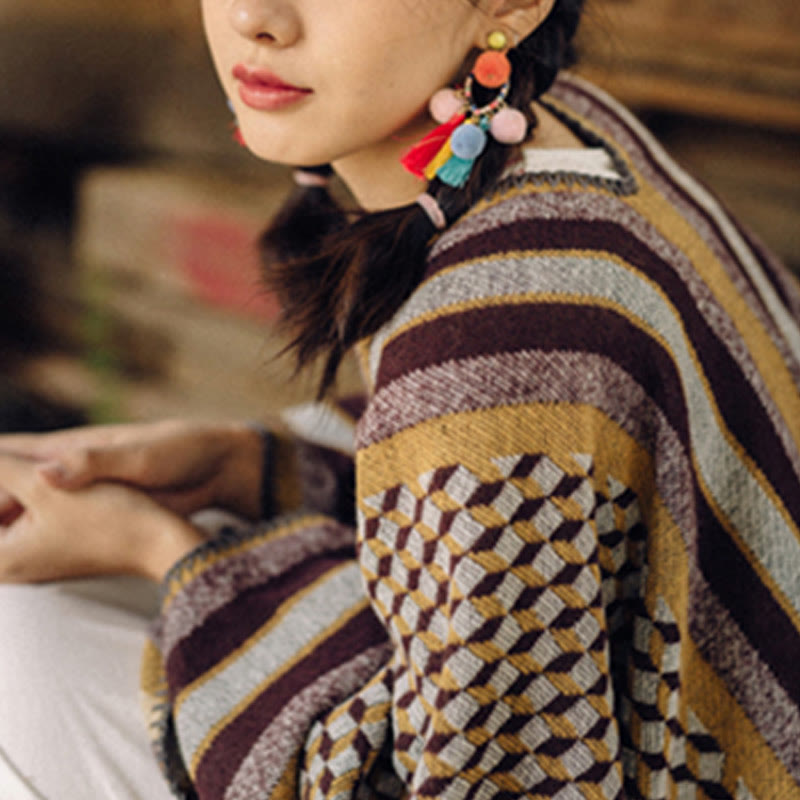 Buddha Stones Tibetan Shawl Classic Pattern Winter Cozy Warm Travel Scarf Wrap - image 14