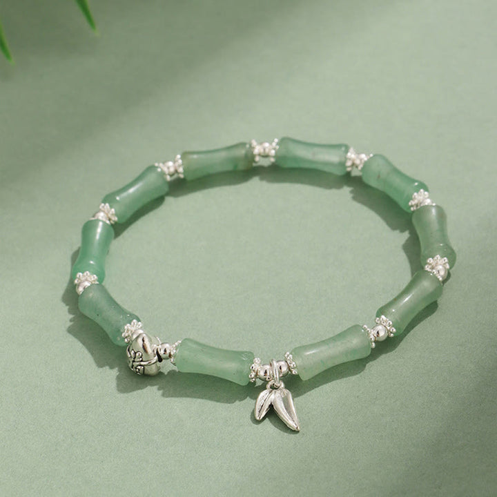 Buddha Stones Peridot White Jade Strawberry Quartz Green Aventurine Bamboo Fu Character Luck Bracelet