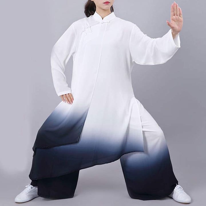 Buddha Stones Gradient Painting Meditation Prayer Spiritual Zen Tai Chi Qigong Practice Unisex Clothing Set