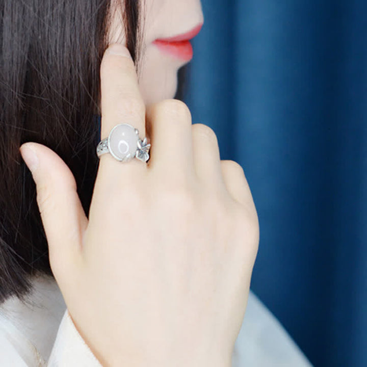 990 Sterling Silver Natural Chalcedony Plum Positive Harmony Ring - image 8