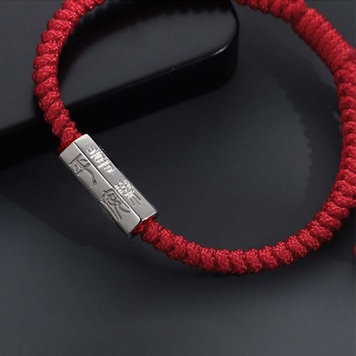 Buddha Stones 925 Sterling Silver Letter Engraving Blessing String Bracelet - image 5