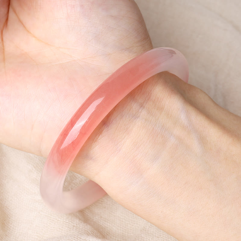 Buddha Stones Pink Golden Silk Jade Wealth Bracelet Bangle - image 5