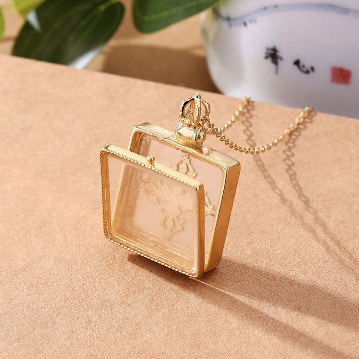Buddha Stones 24K Gold Plated Copper Double Dorje Protection Luck Necklace Pendant - image 3