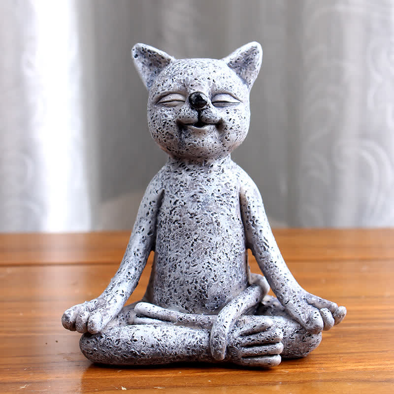 Meditating Zen Dog Cat Frog Decoration - Meditation Cat 9CMX5.8CMX10.3CM(197g) - image 5