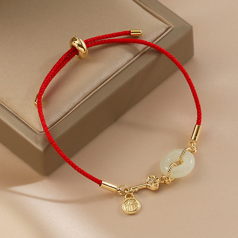 Buddha Stones "Wishing You Peace and Protection" Jade Red Rope Bracelet Includes Gift Message Card - image 14