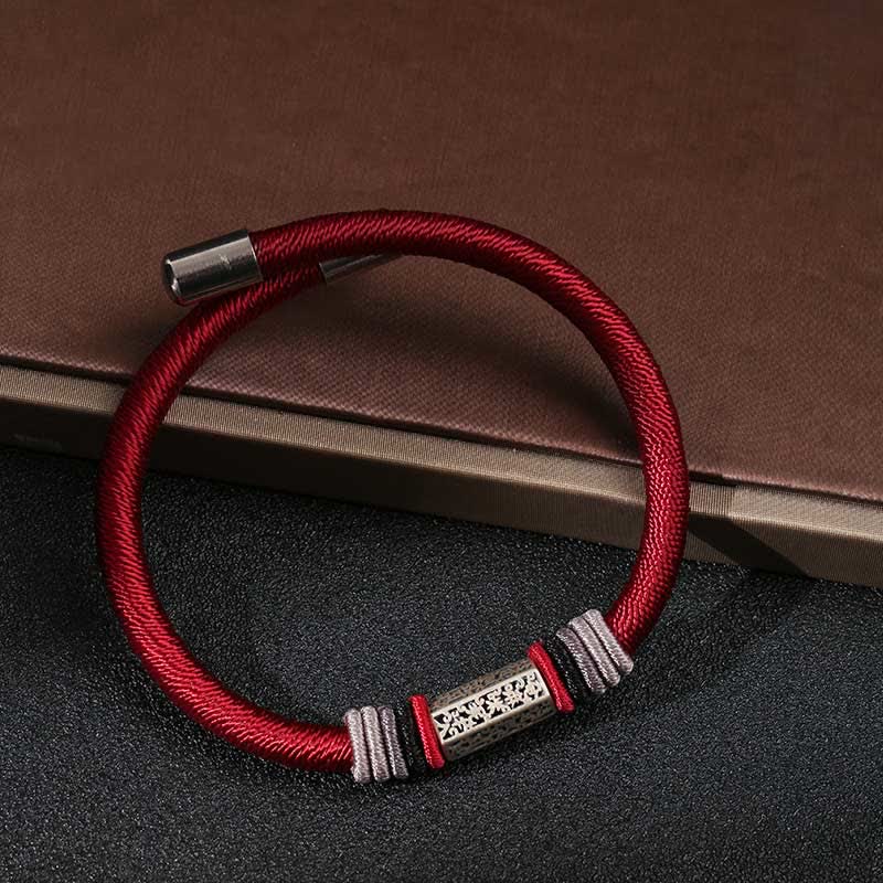 Buddha Stones 925 Sterling Silver Om Mani Padme Hum Peace Red String Bracelet - image 5