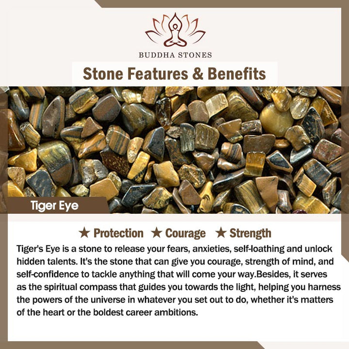 Buddha Stones Tiger Eye Three Bamboo Stone Protection Power Leather Bracelet - image 5