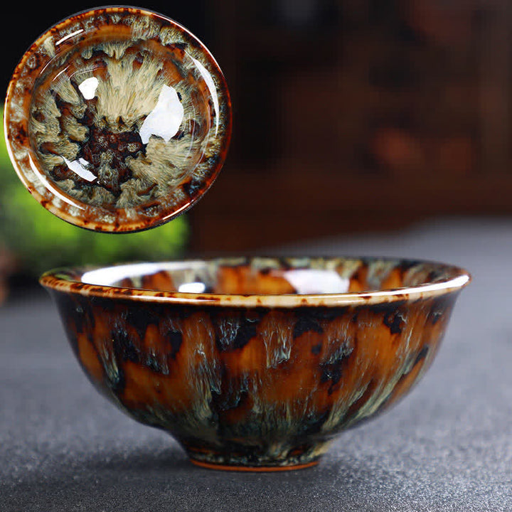 Buddha Stones Colorful Ceramic Teacup Home Office Tea Cups - DarkGoldenrod - image 56