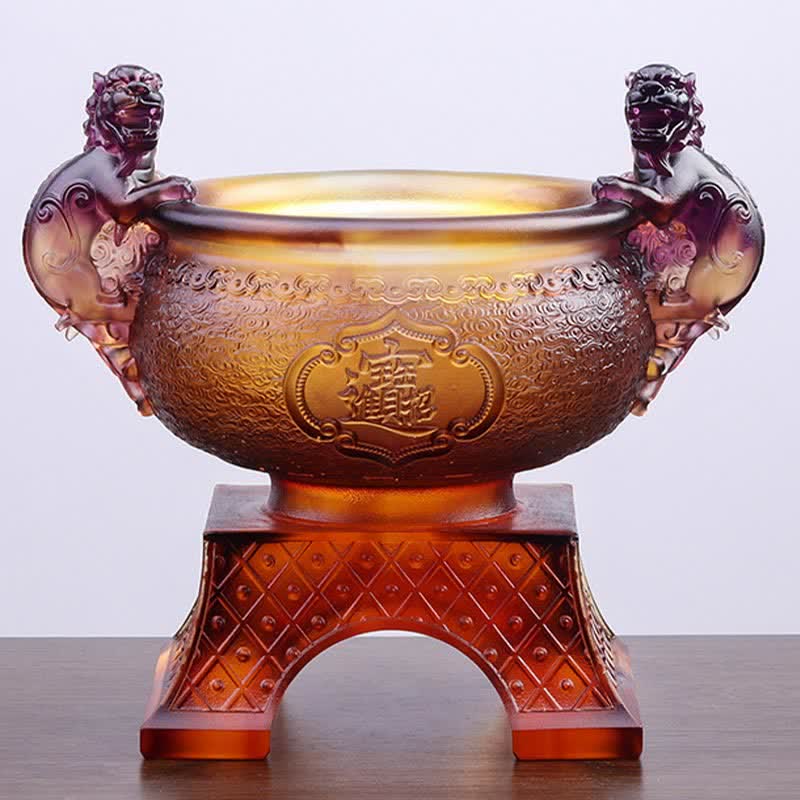 Handmade Liuli Crystal PiXiu Treasure Bowl Art Piece Home Decoration - image 9