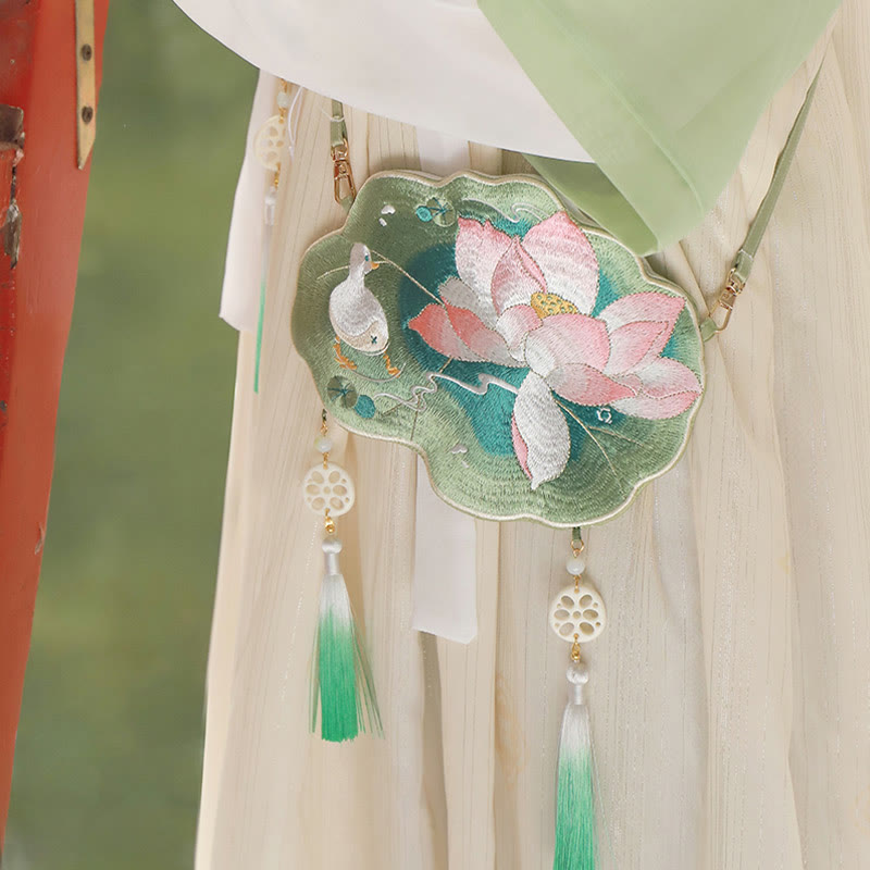 Buddha Stones Luck Embroidery Lotus Koi Fish Rabbit Flower Hanfu Bag Crossbody Bag Shoulder Bag - image 5