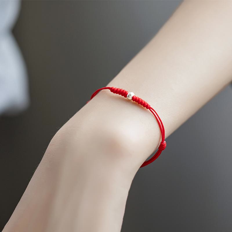 Buddha Stones 925 Sterling Silver Luck Bead Protection Red String Thin Cord Braided Bracelet - image 17
