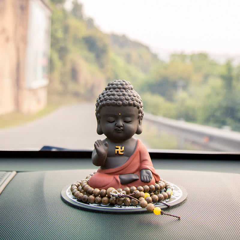 Buddha Stones Small Buddha Serenity Purple Clay Home Desk Decoration - image 7
