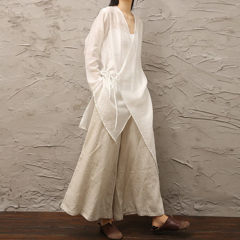 Simple White Beige Pattern Meditation Spiritual Zen Practice Yoga Clothing Women's Clothes - image 0