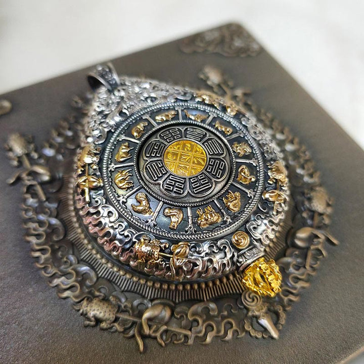 Buddha Stones Chinese Zodiac Natal Buddha Thangka Nine Palaces Eight Diagrams Wealth Rotatable Necklace Pendant - image 3