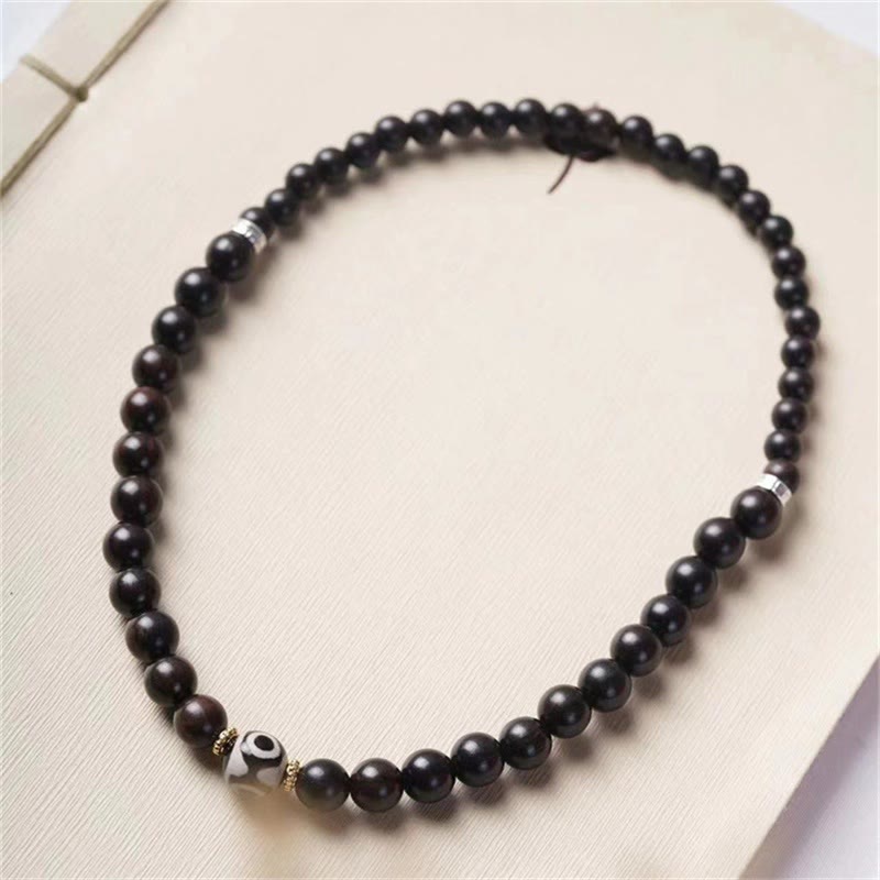 Buddha Stones Tibet Ebony Wood Dzi Bead Balance Double Wrap Bracelet