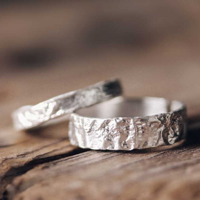 925 Sterling Silver Simple Design Blessing Couple Ring - image 1