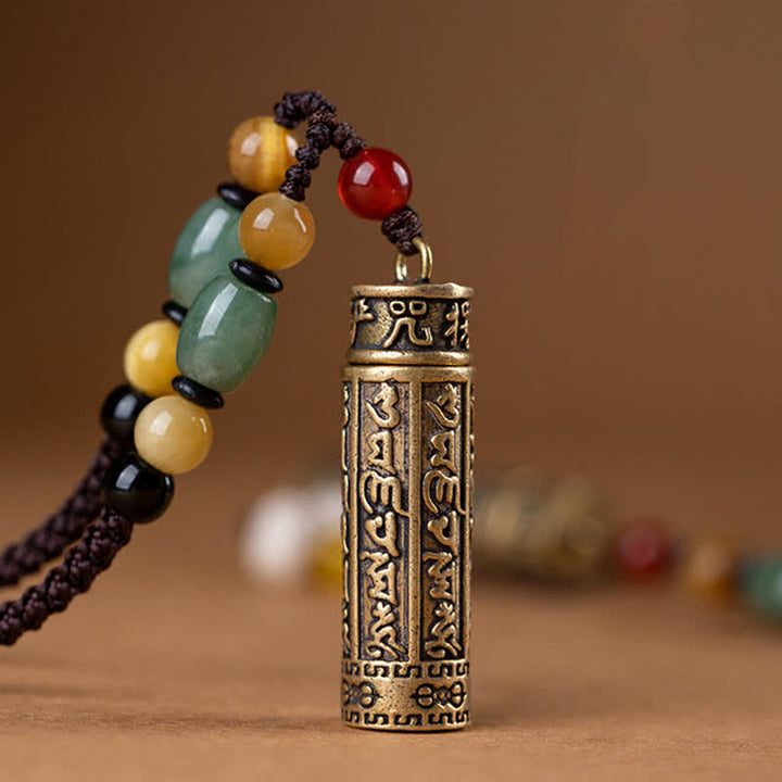 Buddhastoneshop Tibet Om Mani Padme Hum Agate Shurangama Sutra Protection Necklace Pendant - image 9
