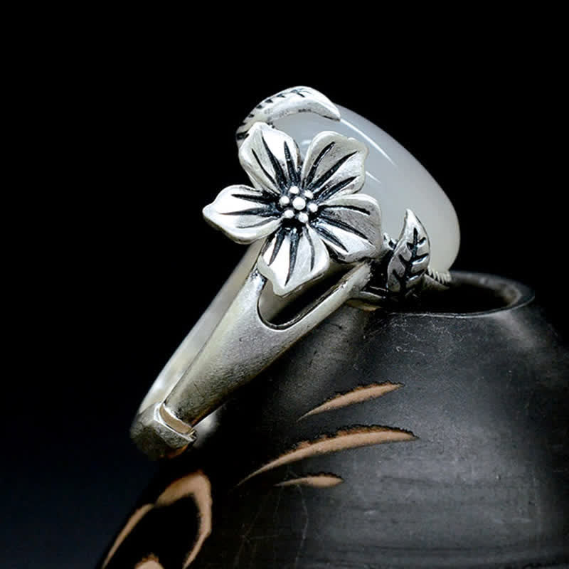 990 Sterling Silver Natural Chalcedony Plum Positive Harmony Ring - image 15