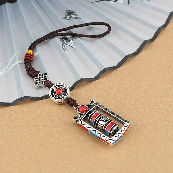 Six True Words Prayer Wheel Rotation Knot Blessing Keychain Decoration - image 6