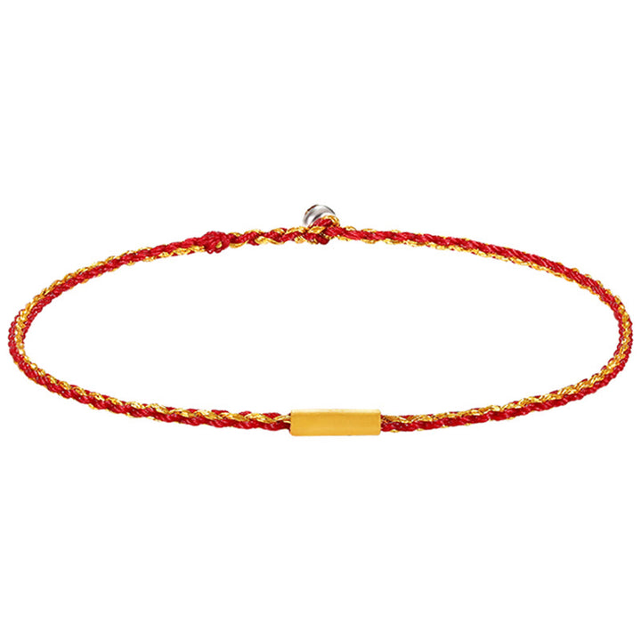 Buddha Stones 999 Gold Bead Handmade Four Thread Wishful Knots Braided Protection Bracelet